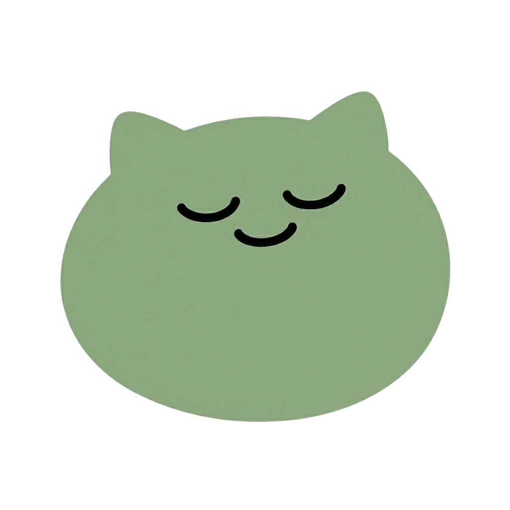 Brimmy, the calm sage-green cat companion